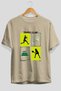 Tennis Club Front Printed Beige Oversize T-Shirt Men's Women's 100% Cotton Crew Neck T-Shirt - 3