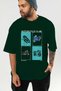 Motorcycle Club Front Printed Green Oversize T-Shirt Men's Women's 100% Cotton Crew Neck T-Shirt - 6