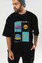 Summer Club Front Printed Black Oversize T-Shirt Men's Women's 100% Cotton Crew Neck T-Shirt - 7