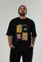 Travel Club Front Printed Black Oversize T-Shirt Men's Women's 100% Cotton Crew Neck T-Shirt - 6