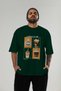 Coffee Club Front Printed Green Oversize T-Shirt Men's Women's 100% Cotton Crew Neck T-Shirt - 5