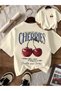 Cherries Printed Oversize T-Shirt