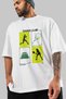 Tennis Club Front Printed White Oversize T-Shirt Men's Women's 100% Cotton Crew Neck T-Shirt - 4