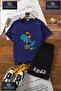 Kids Unisex “Rawr Dino Motorized“ Custom Printed Crew Neck T-Shirt - Shorts Set