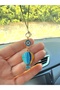 Gilded Blue Yellow Flying Balloon Metal Evil Eye Beaded Car Mirror Ornament Car Charm Evil Eye Protection - 2