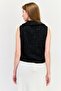 Women V-Neck Sleeveless Sequence Top, Black - 3