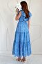 Blue Ruffled Buttoned Dress - 4