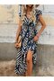 Women's Short Sleeve Double Breasted Collar Ruffle Single Jersey Dress