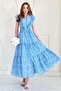 Blue Ruffled Buttoned Dress - 2