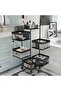 Multi layer Kitchen Organizer - Kitchen Storage Shelf, Square Steel Rotating with 4 Movable Wheels, - 5