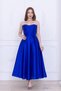 Taffeta Satin Strapless Midi Dress - Cobalt Blue