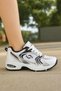 Daily Unisex White Black Sneaker Non-Slip High Sole Patterned Knitwear Lace-Up Running Sports Shoes - 3