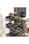 Multi layer Kitchen Organizer - Kitchen Storage Shelf, Square Steel Rotating with 4 Movable Wheels, - 6