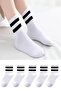 5 Pairs Men's Women's Striped College White Socks - Unisex Socket Socks