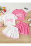 Girl's New York 28 Printed Crop T-Shirt - Skirt 2-Piece Set