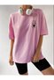 Women's Unisex Oversize Combed Cotton T-Shirt Cat Heart Pocket Minimal Design Printed Women's T-Shirt Short Sleeve - 6