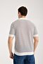 Men's Polo Neck Links Knitted Textured White Short Sleeve Knitwear T-Shirt - 5