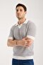 Men's Polo Neck Links Knitted Textured White Short Sleeve Knitwear T-Shirt - 2