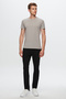 Slim Fit Gray Plain Embossed Printed T-Shirt - 4