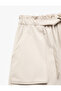 Viscose Blended Shorts with Belt Detail and Elastic Waist with Pockets - 3
