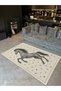 Mosso Stars and Horse Detailed Woven Base Modern Decorative Carpet Mosso152 - 4