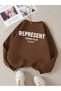 Brown Unisex Men/Women Colorful Represent Custom Printed Oversize Cotton Crew Neck