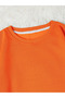 Orange Unisex Women/Men Never Color Oversize Crew Neck Cotton - 2