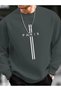 Gray Unisex Women/Men Paris Special Colored Oversize Crew Neck Cotton