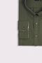 Men's Big Size Large Size Long Sleeve Cotton Oxford Texture Single Pocket Green Button Collar Shirt - 4