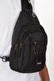 Men's Fabric USB Headphone Outlet Bodybag Chest and Shoulder Bag - Black - White - 3