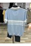 Stripe Detailed Polo Neck Short Sleeve Blouse 53300 - 4