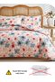 Queen size 6 piece duvet cover set pink and gray floral print 200x230cm. - 4