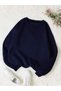 Navy Blue Unisex Solid Color Oversize Crew Neck Cotton