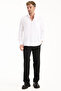 Men's White Shirt Long Sleeve with Pockets Comfortable Fit Loose Cotton Stretch Fabric Stylish Model - 4