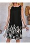 New Season Women's Strap Round Neck Leaf Patterned Diving Dress - 2