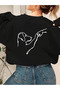 Black Unisex Men/Women Colorful Dog Custom Printed Oversize Cotton Crew Neck