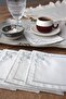 Cornered 6-Piece Cocktail Coffee Presentation Napkin Embroidered Gardenia Presentation Holder - 2