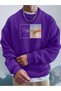 Purple Unisex Women/Men Hands Colorful Oversize Crew Neck Cotton