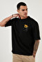 Men's Unisex Oversize T-Shirt Pizza Pocket Minimal Design Printed Short Sleeve Combed Cotton Summer T-Shirt