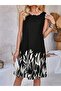 New Season Women's Strap Round Neck Leaf Patterned Diving Dress - 4
