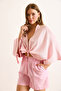 Women's Pink Bat Model Crop Muslin Kimono Kmn-00000071 - 3