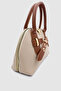 Gilty Buckle Belt Detailed Cross Strap Handbag Mink Tan - 5