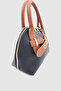 Gilty Buckle Belt Detailed Cross Strap Handbag Black Tan - 5