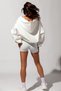 Women's White Hooded Sweatshirt – Zippered 3 Thread Raised Oversize Sports Style - 2