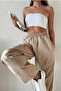 Parachute Fabric Soft Textured Loose Cut Beige Trousers