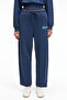Erevyn Women's Relaxed Cut Hem Detail Printed Navy Blue Sweatpants - 2