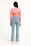Sasha Snow Blue Black High Waist Lycra Flare Spanish Leg Jean Trousers - 3