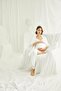 Women'S, Ecru, 94% Viscose Cotton 6% Elastane Maternity Pajamas with Robe, Pregnancy and Postpartum Sleepwear - 4