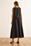 Women's Black Top Blouse Bottom Pocket Skirt Soft Texture Suit Tkm-19000414 - 7