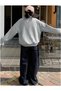 Small Ribbon Printed Half Zipper Stand Collar 3 Thread Thick Winter Unisex Sweatshirt - 3